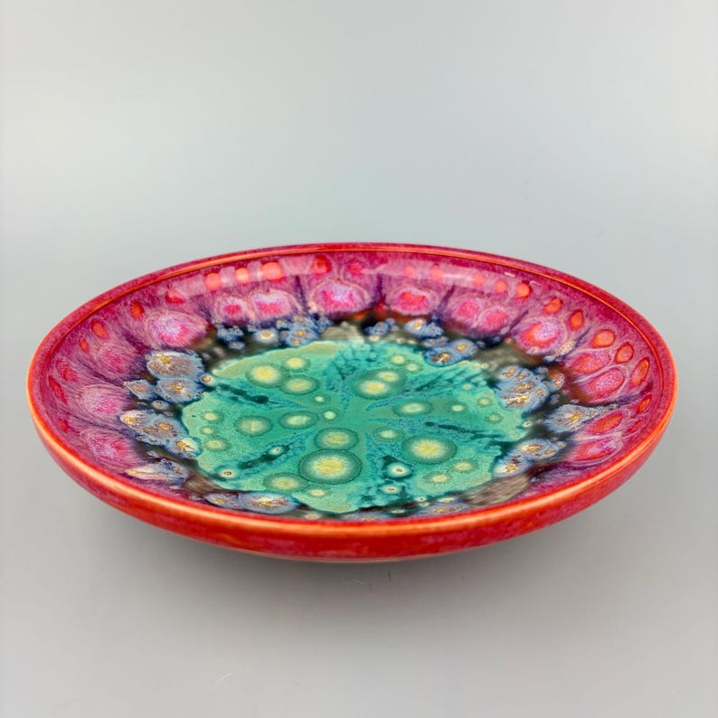 Ceramic Bowl Large Pink Blue Serving Bowl Salad Bowl Speckled Pottery Handmade image 7