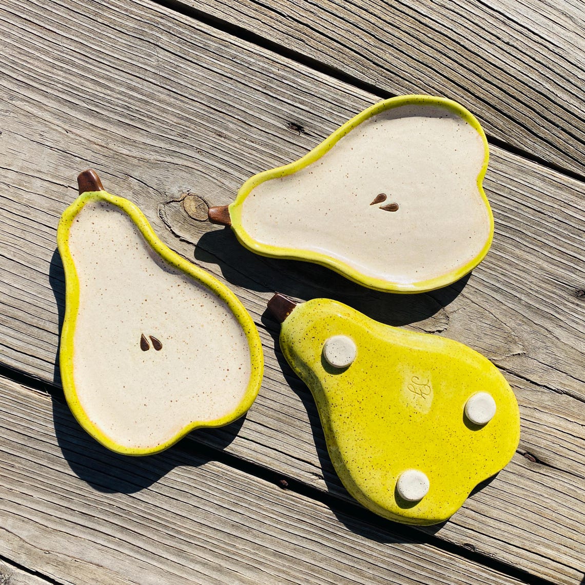 Spoon Rest Ceramic Pear Small Plate Trinket Dish Cottagecore Decor Fruit Handmade Unique Gift for Mom Housewarming Gift Green Kitchen image 1