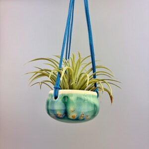 Handmade ceramic mini hanging planter green pot air plant ornament USA small pot