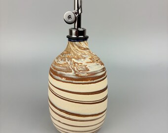 Ceramic Olive Oil Dispenser Bottle Cruet marbled swirled raw clay Farmhouse Pottery