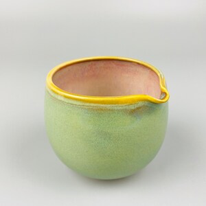 Matcha Bowl Chawan Handmade Ceramic Pottery green pink Tea USA made Small business green tea clay