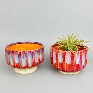 Handmade ceramic pot planter bowl hot pink plants plant lover gift housewarming gift drippy glaze