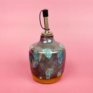 Handmade Ceramic Olive Oil Dispenser: Brown Kitchen Decor