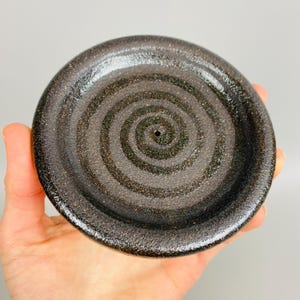 Handmade Ceramic Incense burner Holder Dish black clay swirl sparkly whimsical unique gift USA made woman owned small business