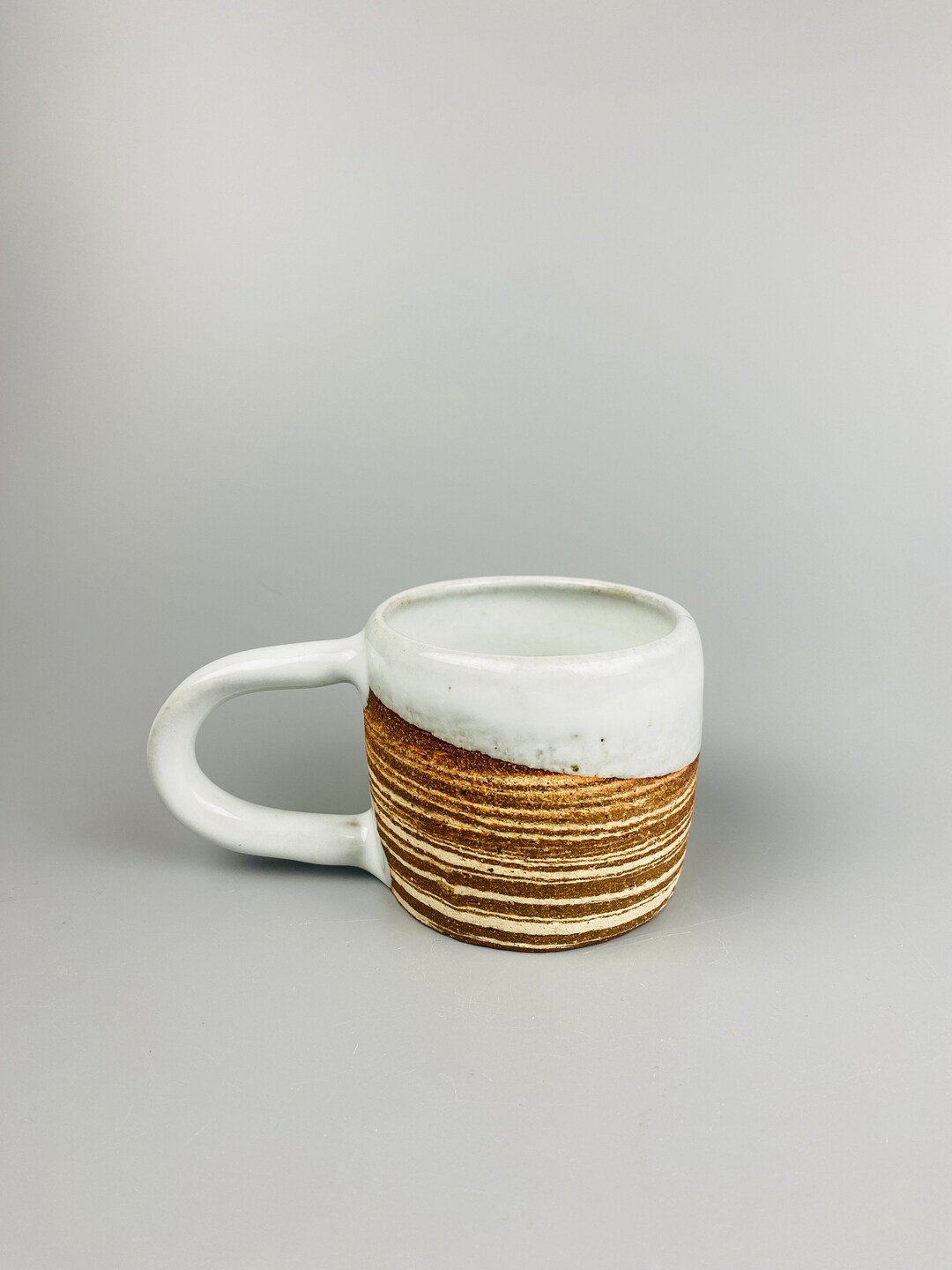 Handmade Ceramic Mug Marbled Clay Brown White Raw Clay Kitch Pottery