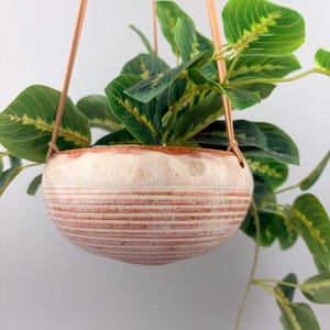 Handmade ceramic hanging planter hot pink drippy pot plants USA plant lover gift housewarming gift girly groovy funky decor 70s