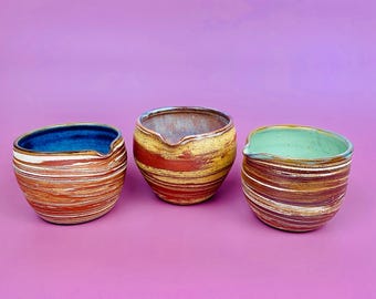 Handmade Marbled Clay Matcha Bowl: Rustic Ceramic Tea Ceremony Chawan