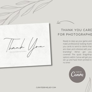 Canva フォトグラフィー サンキュー カード | シニアおよび家族写真家向け Canva テンプレート | Canva シニア写真家 サンキュー カード