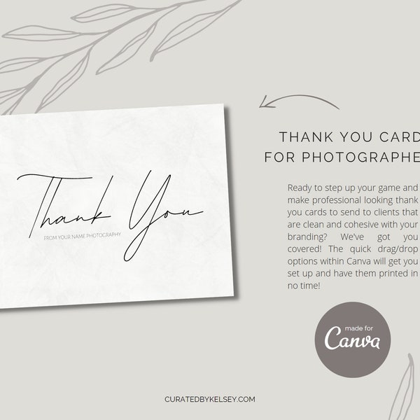 Canva Photography Thank You Card | Canva Templates for Senior & Family Photographers | Canva Senior Photographer Thank You Card