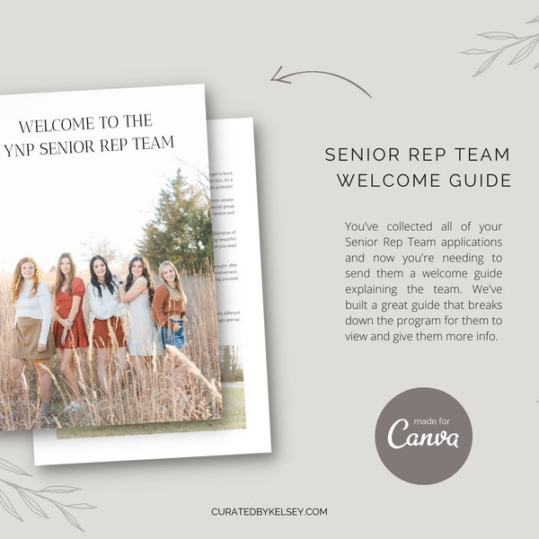 Canva Photography Senior Rep Team Welcome Packet Templates | Senior Photographer Marketing Material for Canva