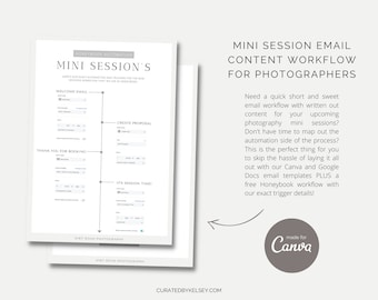 Canva Family Mini Session Workflow Series & Automation Email Templates for Photographers | Family Mini Session Photography Email Templates