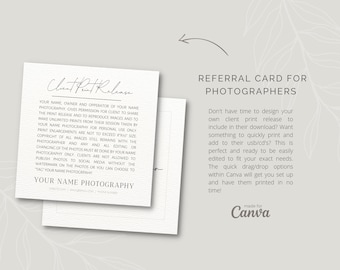 Canva Client Print Release Postcard Templates for Photographers | Senior and Family IPS Photographer Marketing Material