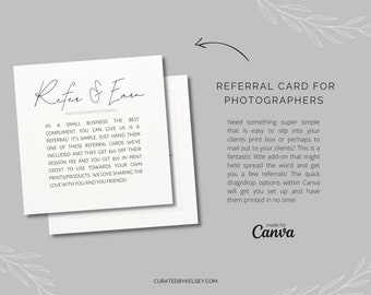 Canva Photography Referral Card | Canva Templates for Senior & Family Photographers | Canva Senior Photographer Referral Postcard