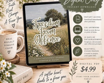 Freedom From Offense 21 Day Devotional Journal | Christian Forgiveness Bible Study | Printable Faith Journal for Women | Digital Download