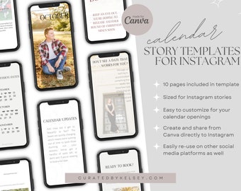 Canva Photographer Booking Calendar Updates Instagram Story Marketing Templates | Senior & Family Photographer Marketing Material