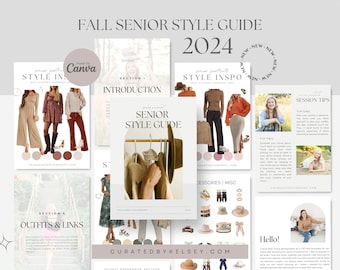 2024 Fall Senior Girl Style Guide Bundle | Senior Photography Client Resources | Editable Canva Templates for Fall Girl Senior Pictures