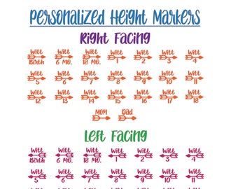 Personalized Growth Chart Ruler Decal: Vinyl Arrow Height Markers