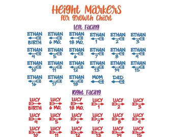 Personalized Growth Chart Ruler Decals: Vinyl Arrow Height Markers