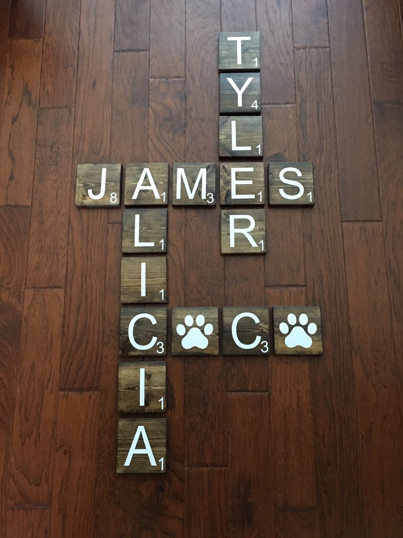 Scrabble Letters Wall Tiles Name Tiles Wood Squares Etsy