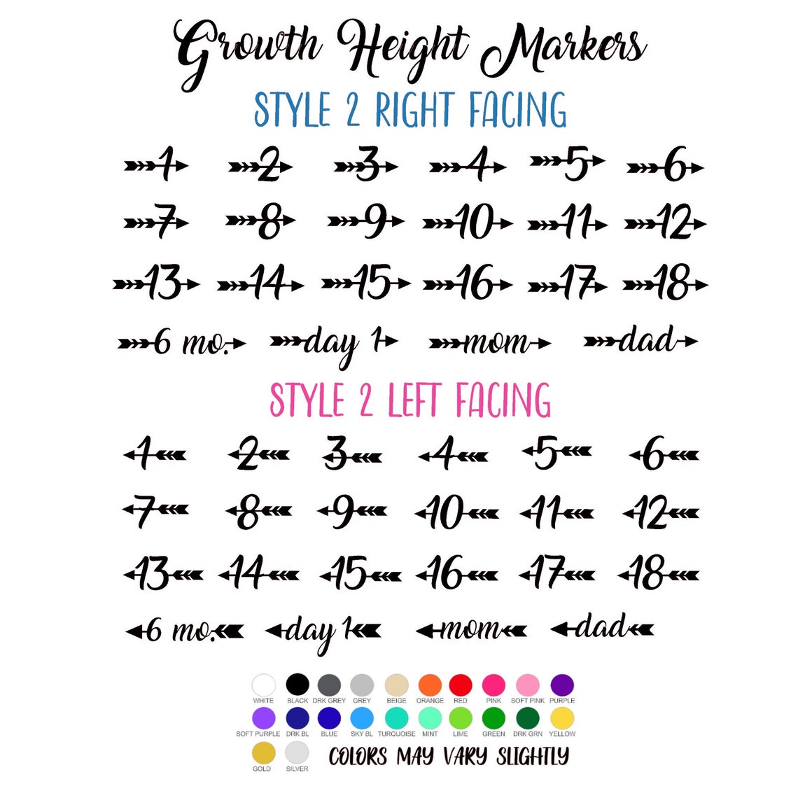 Height Marker for Growth Chart Ruler Vinyl Arrow Decal With Etsy