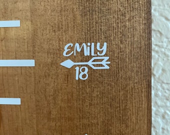 Personalized Growth Chart Ruler: Vinyl Arrow Decal Height Markers