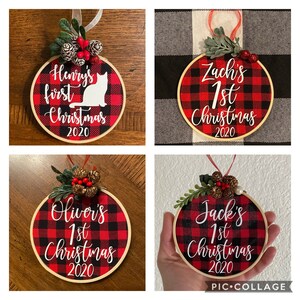 First Christmas Ornament Personalized Christmas Ornaments Hoop Ornament ...