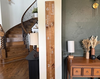 Personalized Wood Growth Chart Ruler: Two Kids Measuring Board