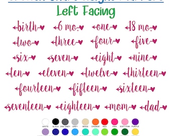 Cursive Vinyl Arrow Height Markers with Heart