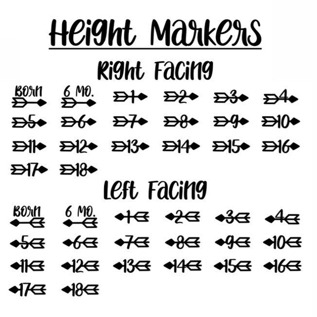 Height Marker for Growth Chart Ruler, Vinyl Arrow Decal With Years