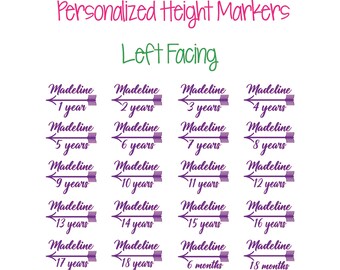 Personalized Growth Chart Arrow Decals: Height Marker Vinyl Stickers