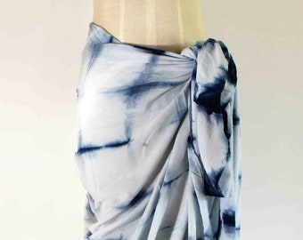 Large Sarong, Summer Wrap, Cover-up, Shibori, Tie Dye, Indigo, Beachwear,  Sarong, Scarf, Indigo, Blue, Boho, Swimwear, Beach, Costal,