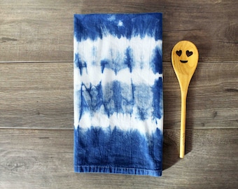 Shibori, Flour Sack Towel, Hand dyed, Indigo, Rustic decor, Kitchen gift, Hand towel, tea towel, Boho decor, Kitchen towel, Absorbent,