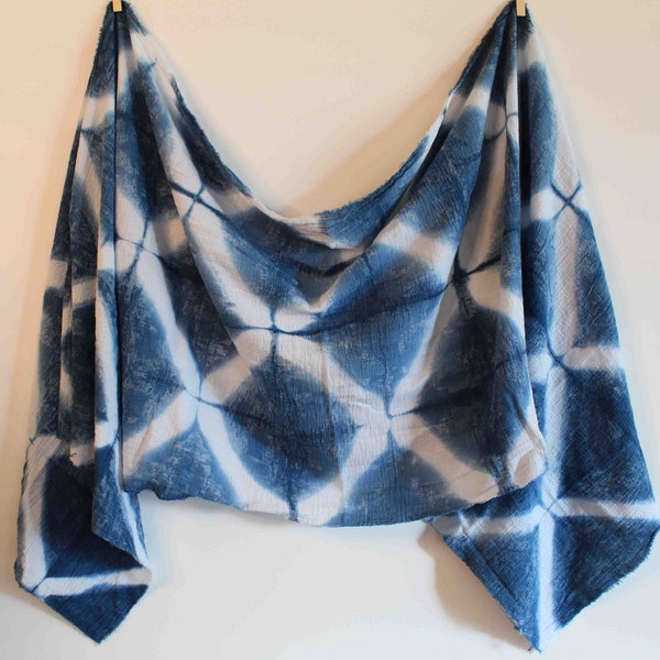 Hand dyed Shibori, Indigo Scarf, Cotton Scarf, Blue Scarf, Shibori Indigo, Lightweight Scarf, Summer Scarf, Boho Scarf, Fashion Scarf