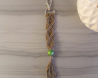 Macrame Keychain, Beaded Macrame, Knotted Art, Modern Macrame, Gift for Her, Bag Charm, Purse Clip, Fashion accessory, Luggage Tag, Bohemian