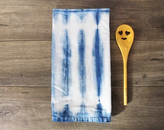 Kitchen Towel, Flour Sack Towel, Hand dyed Towel, Shibori Towel, Dish Drying Towel, Cotton Towel, Rustic Decor, Kitchen Gift, Tea Towel,