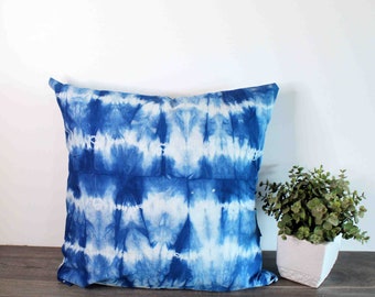 18" Pillow Cover, Boho Decor, Throw Pillow, Shibori Pillow, Hand dyed Pillow, Pillow Cover Only, Decorative Pillow, Accent PIllow, Washable