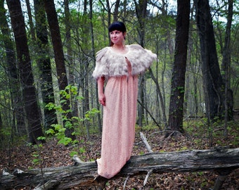 White Gray Bead and Lace Feather Cape - Feather Shawl - Satin - Feathers - Formal Wear - Bridal Jacket - Couture - FREE SHIPPING