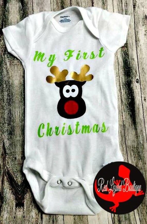 Baby's First Christmas Reindeer Onesie | Etsy