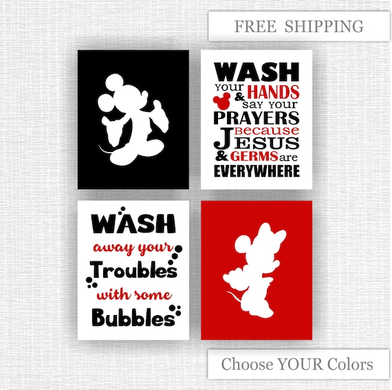 Disney Mickey Mouse And Minnie Mouse Bathroom Quote Girl And Etsy