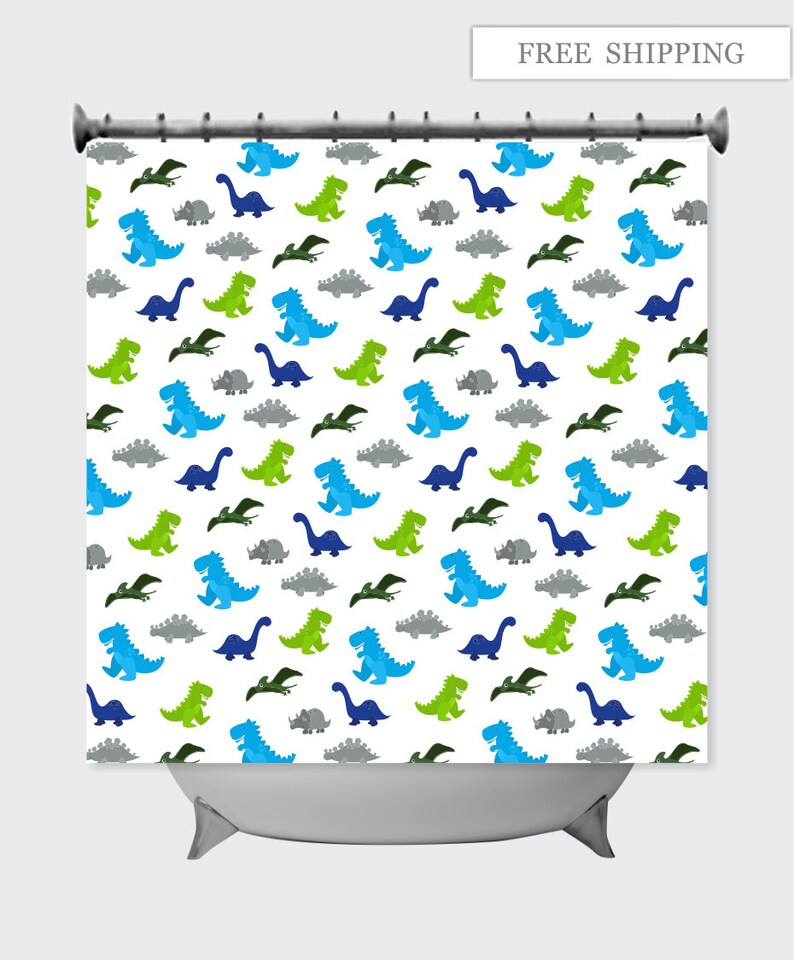 SHOWER CURTAIN Dinosaur Boy Dinosaur Bathroom Dinosaur Boy Bath Shower curtain size 72x72 inches il 794xN 575p