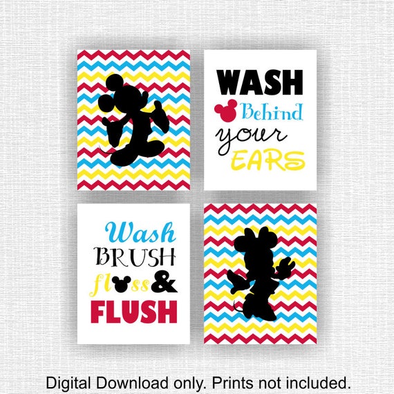 Instant Download Mickey Mouse And Minnie Mouse Bathroom Wall Etsy