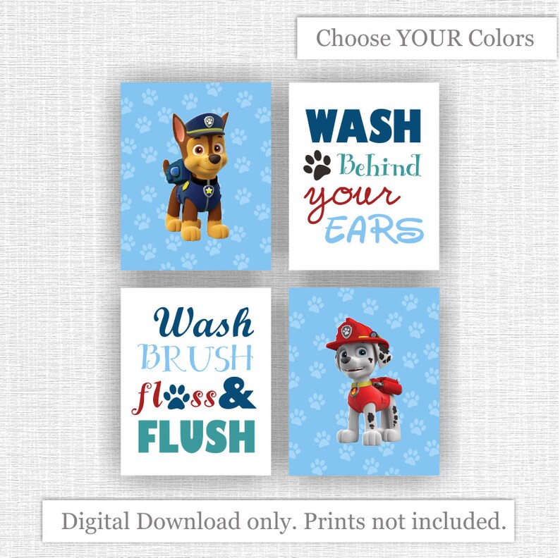 INSTANT DOWNLOAD Paw Patrol Bathroom Decor set Wash Brush Etsy