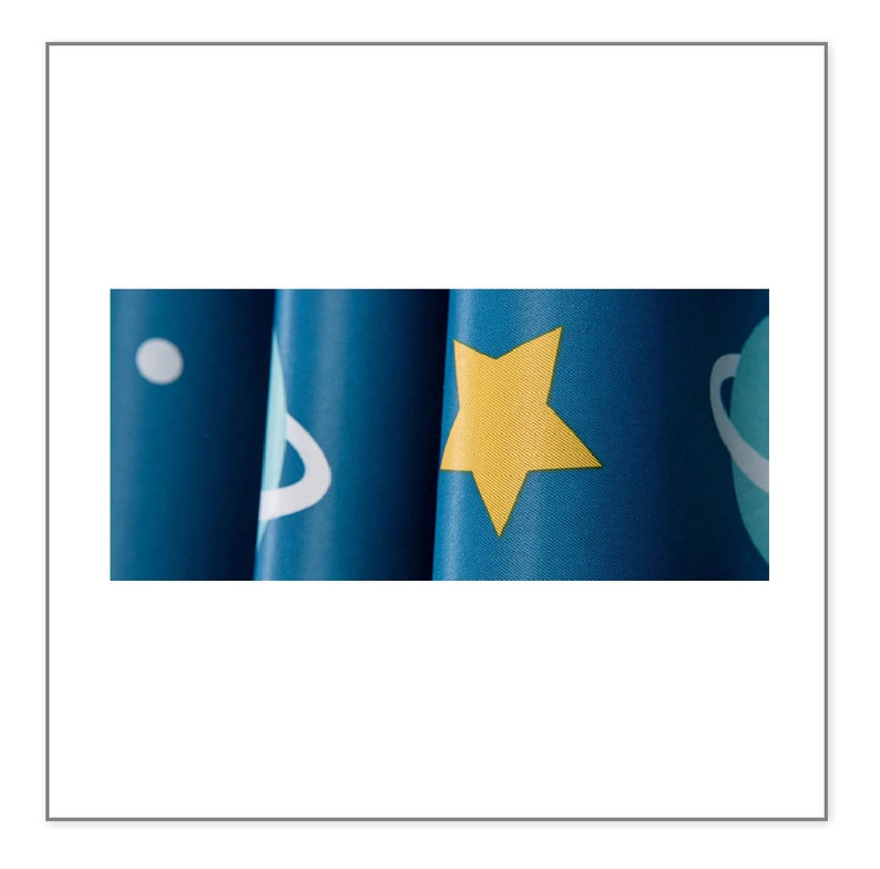 CURTAIN PANEL Fabric Navy space planet theme Children Blackout curtains for room bedroom kids boys custom made
