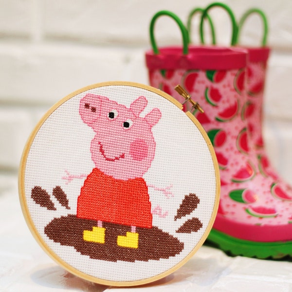 Peppa Pig Matschige Pfützen *Kreuzstich Anleitung*