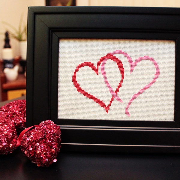 Interlocking Hearts Cross Stitch PATTERN *PDF File*