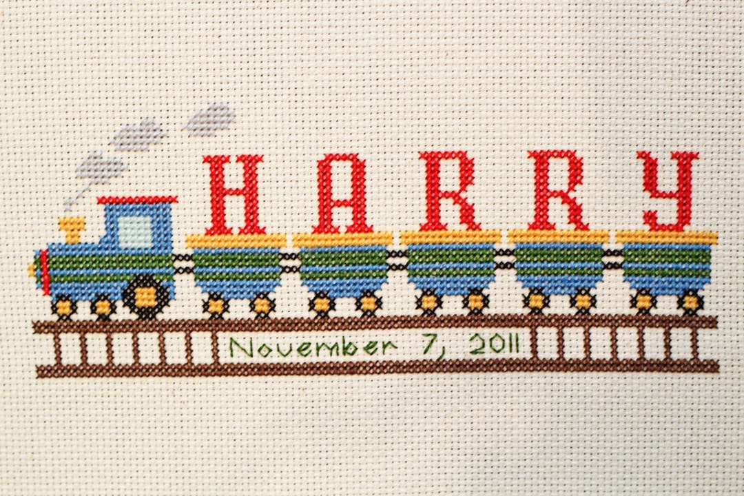 Birth Announcement Train Cross Stitch PATTERN Download Etsy
