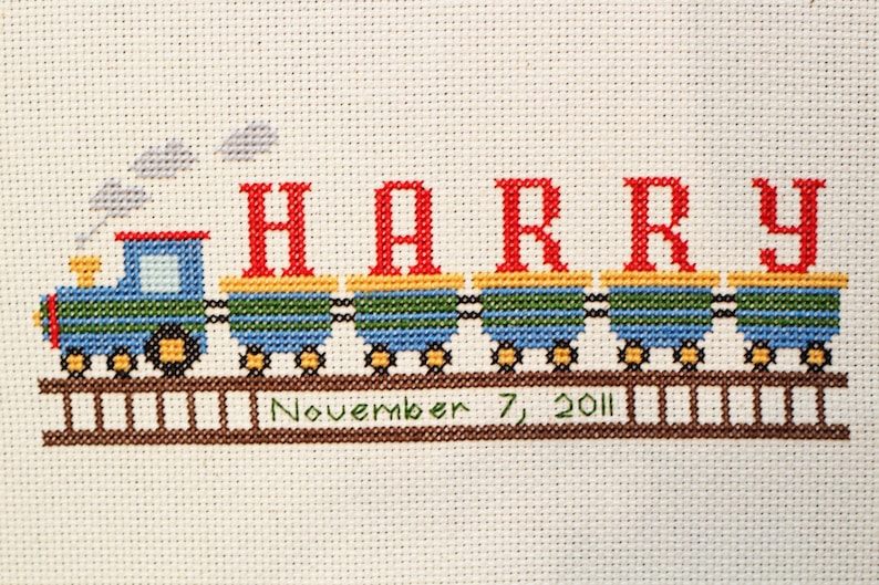 Birth Announcement Train Cross Stitch PATTERN Download Etsy
