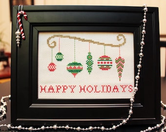 Happy Holidays Ornaments Cross Stitch PATTERN *PDF File*