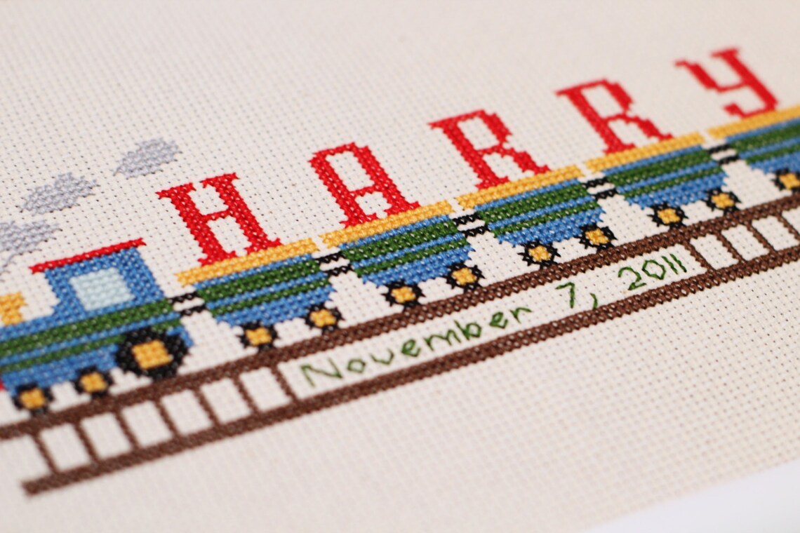 Birth Announcement Train Cross Stitch PATTERN Download Etsy
