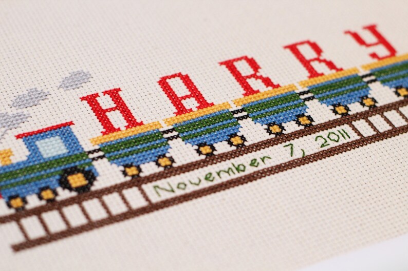 Birth Announcement Train Cross Stitch PATTERN Download Etsy